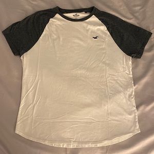 Men’s XL White Hollister T-Shirt with Dark Grey Sleeves